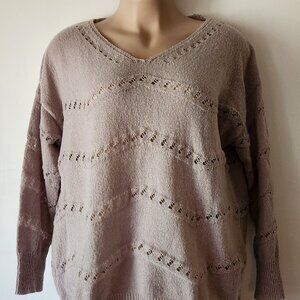 **WAW**Beautiful sweater sz 2X light mauve open weave lightweight EUC